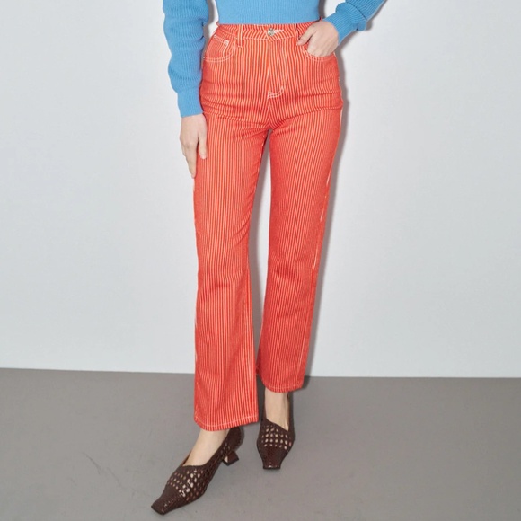 NWT Fashion Brand Company Red Striped Railroad Pant, size 1x - Picture 1 of 9